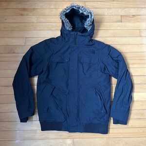 The North Face Mens Gotham Parka Black Faux Fur Hood HyVent Jacket Small